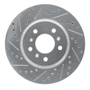 Buick Lucerne Brake Rotor (1) - Front Left - R1 Concepts - Drilled & Slotted - Silver - `06-`16